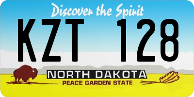 ND license plate KZT128