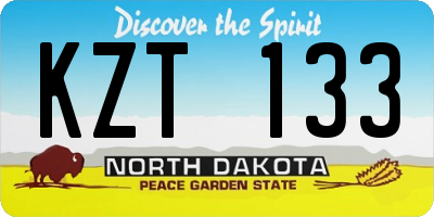 ND license plate KZT133