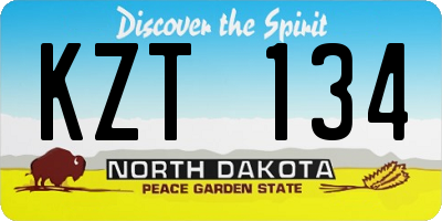 ND license plate KZT134