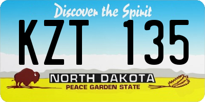 ND license plate KZT135