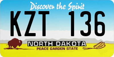 ND license plate KZT136
