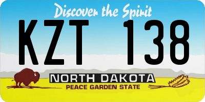 ND license plate KZT138