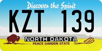 ND license plate KZT139