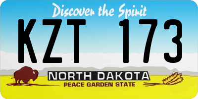 ND license plate KZT173