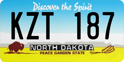 ND license plate KZT187