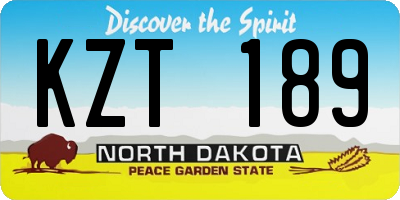 ND license plate KZT189