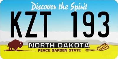 ND license plate KZT193