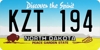 ND license plate KZT194