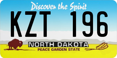 ND license plate KZT196