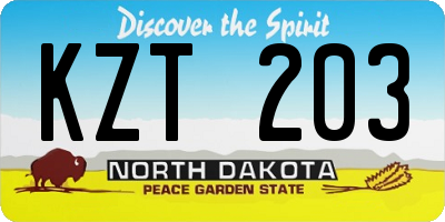 ND license plate KZT203