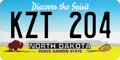 ND license plate KZT204