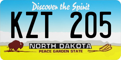 ND license plate KZT205