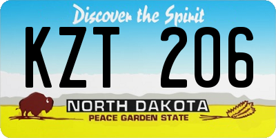 ND license plate KZT206