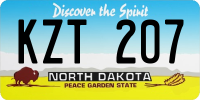 ND license plate KZT207