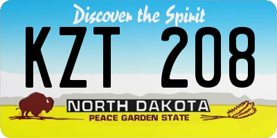 ND license plate KZT208