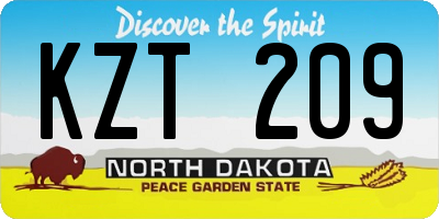 ND license plate KZT209