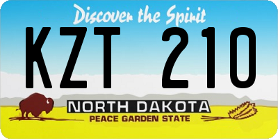 ND license plate KZT210