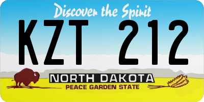 ND license plate KZT212