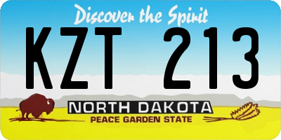 ND license plate KZT213
