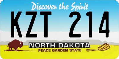 ND license plate KZT214