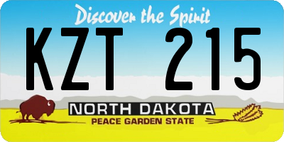 ND license plate KZT215