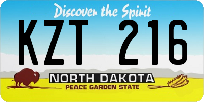 ND license plate KZT216