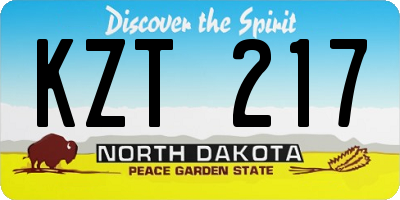 ND license plate KZT217