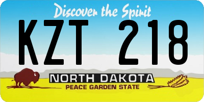 ND license plate KZT218