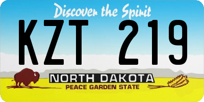 ND license plate KZT219