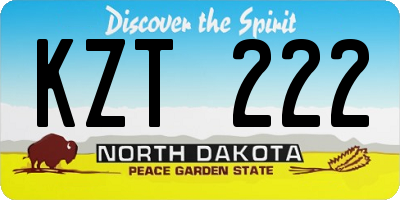 ND license plate KZT222