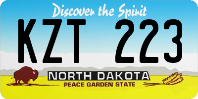 ND license plate KZT223