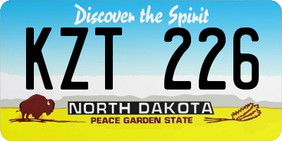 ND license plate KZT226