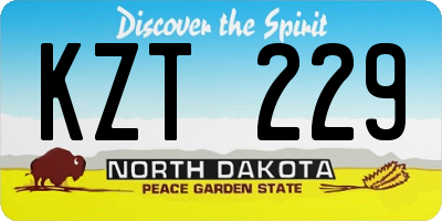 ND license plate KZT229