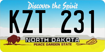 ND license plate KZT231