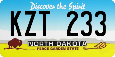 ND license plate KZT233