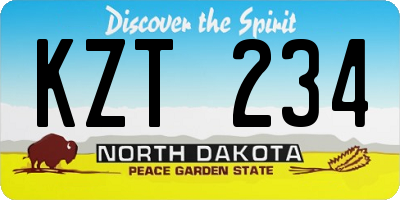 ND license plate KZT234
