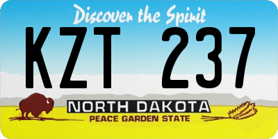 ND license plate KZT237