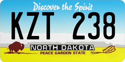 ND license plate KZT238