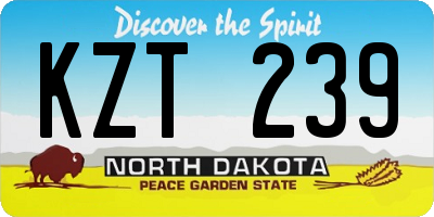 ND license plate KZT239