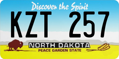 ND license plate KZT257
