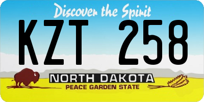 ND license plate KZT258