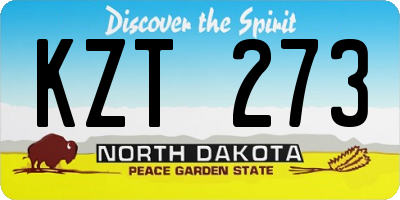 ND license plate KZT273