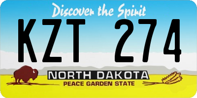 ND license plate KZT274