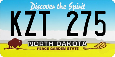 ND license plate KZT275