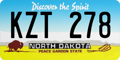 ND license plate KZT278