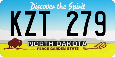 ND license plate KZT279