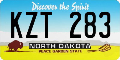 ND license plate KZT283