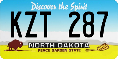 ND license plate KZT287