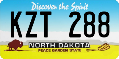 ND license plate KZT288