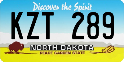 ND license plate KZT289